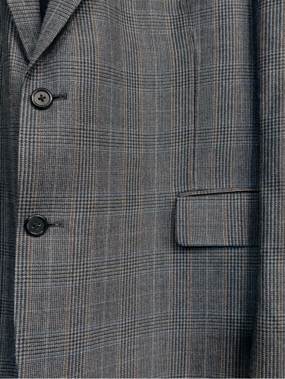 🔴 Jos. A. Bank 44R Silk Wool Sport Coat Grey Plaid Blazer Jacket Lightweight - Picture 2 of 9